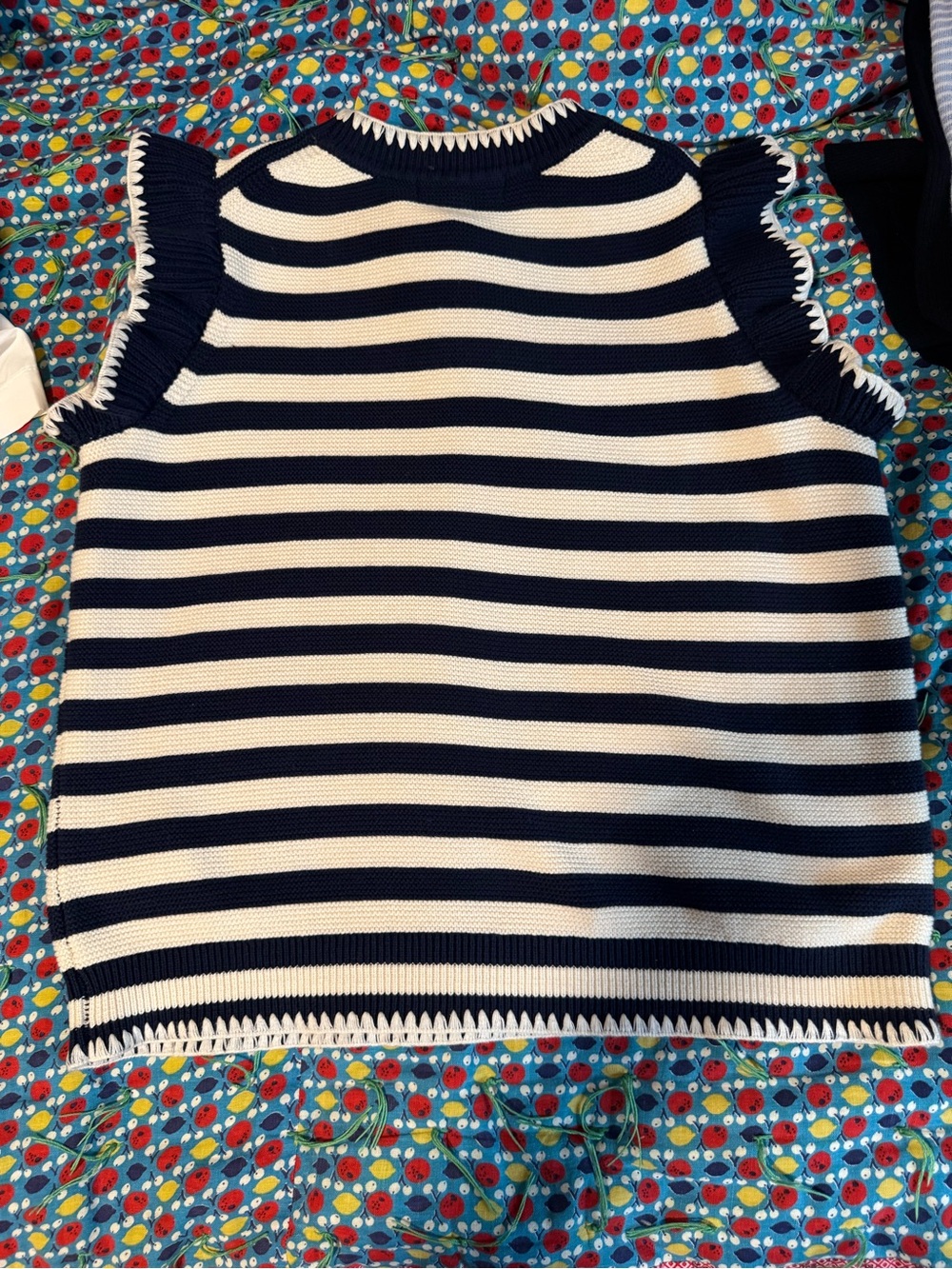 Boden Navy and White Striped Crewneck Sweater Vest - Picture 4 of 8